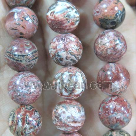 leopard-skin jasper beads, round, red