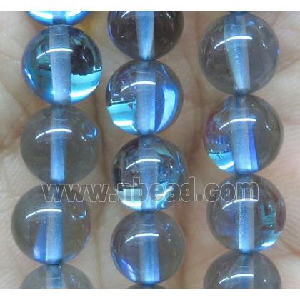 round gray synthetic Aura Quartz Glass Beads