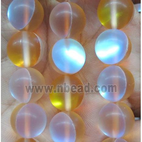 round gold synthetic Aura Quartz Glass Beads matte