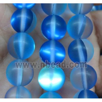 round synthetic blue Aura Quartz Crystal Beads, matte