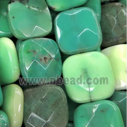 green grass agate bead, faceted square