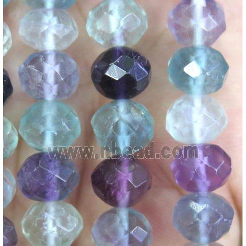 rainbow Fluorite bead, faceted rondelle