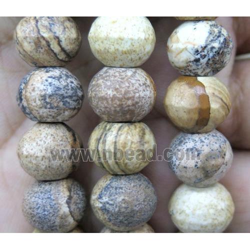 picture jasper beads, faceted rondelle