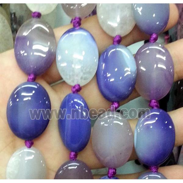agate bead, oval, purple