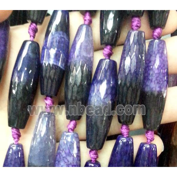 agate bead, faceted barrel, purple