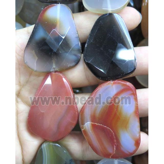 agate bead, faceted freeform