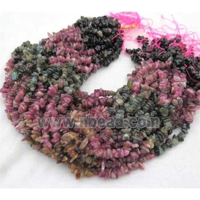 tourmaline bead chips, freeform, mixed color