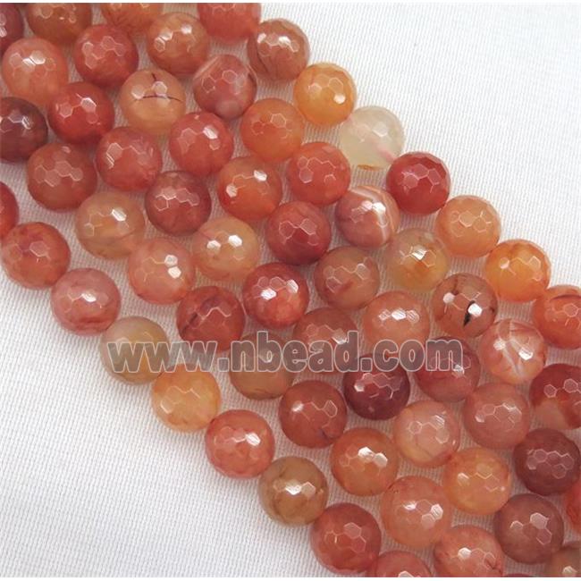 Carnelian beads, faceted round, ruby, grade-A
