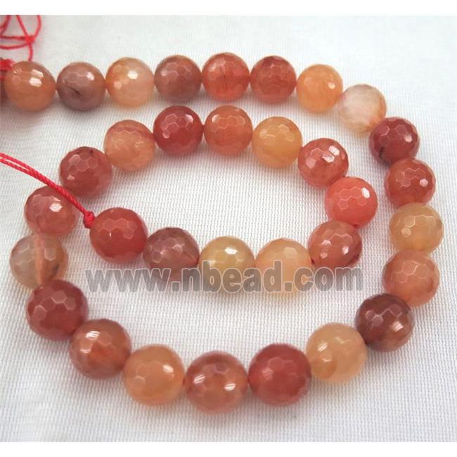 Carnelian beads, faceted round, ruby, grade-A