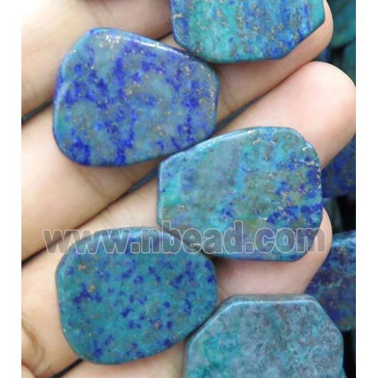 azurite collar bead, teardrop, top drilled, blue