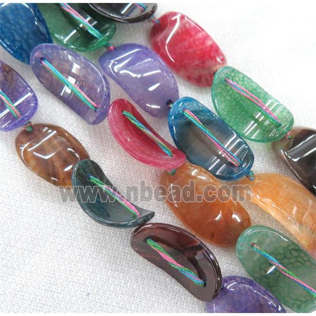 agate bead, mixed color, bend oval