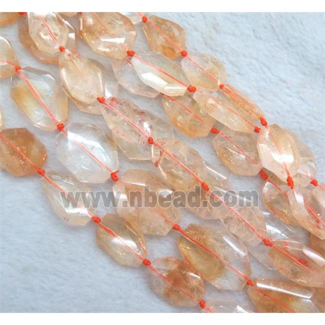 citrine beads, faceted oval, yellow