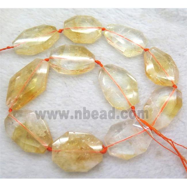 citrine beads, faceted oval, yellow