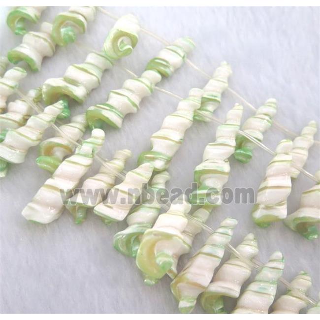 freshwater shell bead, green