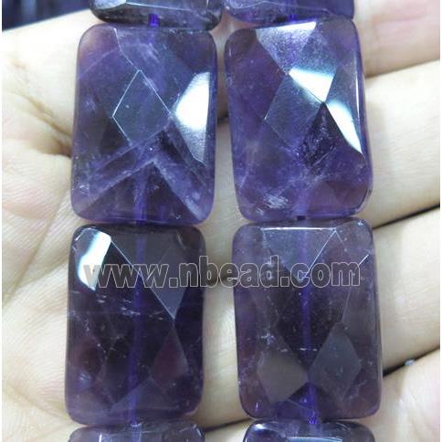 amethyst bead, faceted rectangle