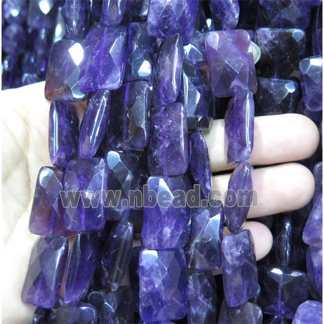 amethyst bead, faceted rectangle