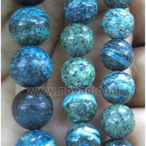 round Blue SilverLine Jasper beads