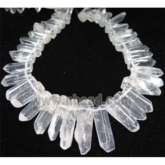 polished clear quartz stick beads for necklace, freeform