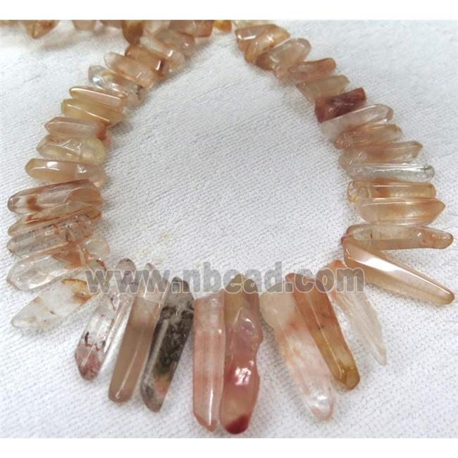 red quartz stick bead for necklace, freeform