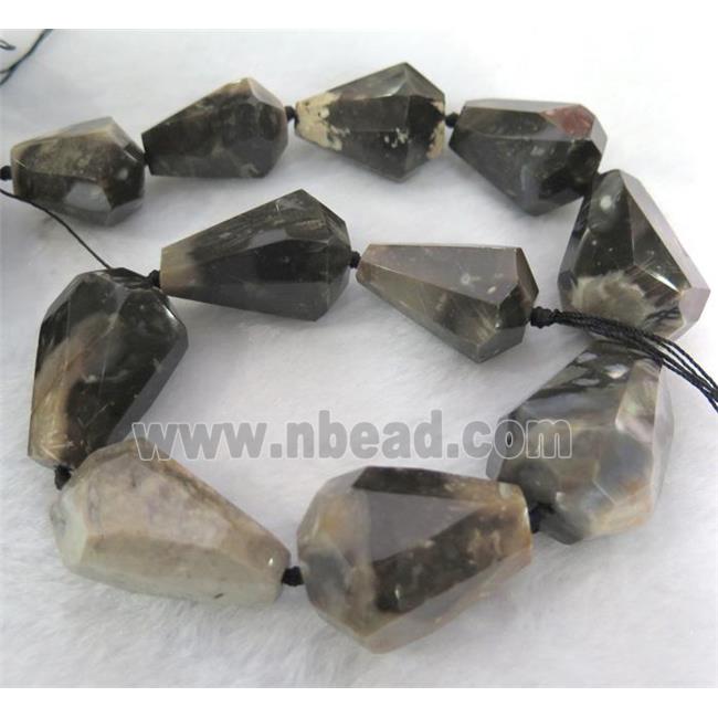 agate beads for necklace, faceted teardrop