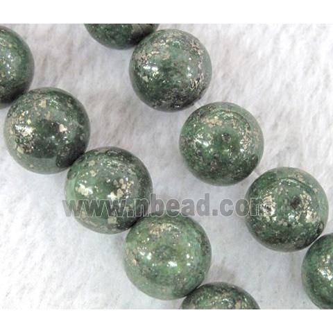 golden-spot green jasper beads, round