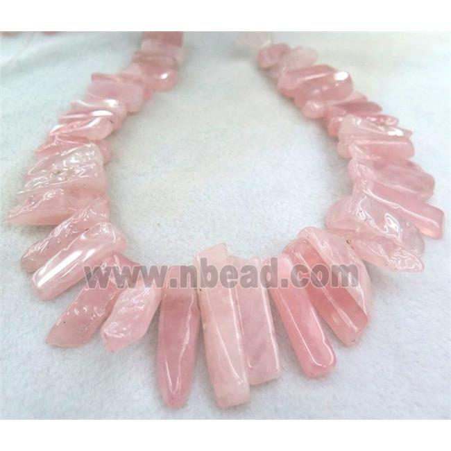 Madagascar Rose Quartz bead for necklace, stick