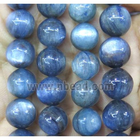 Kyanite bead, round, blue, Grade-AAA