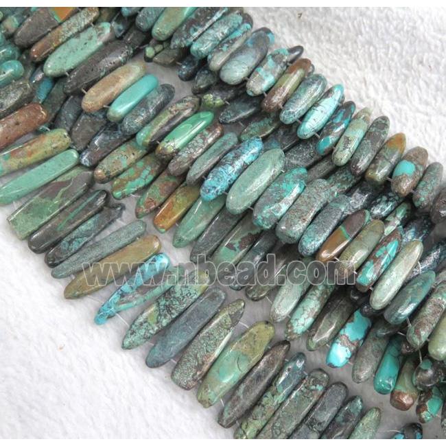 natural Turquoise beads with 2-holes, stick