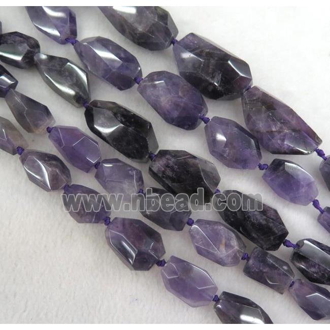 amethyst beads, faceted freeform, purple