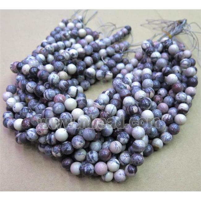 Purple line Jasper beads, round