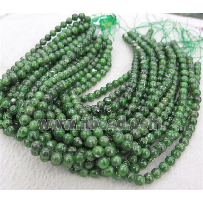 natural Diopside Beads, green, round