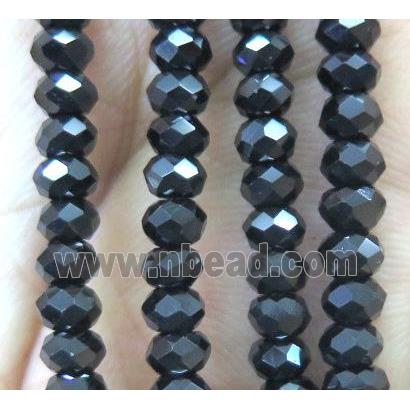 Black Spinel Beads, faceted rondelle, AA-Grade