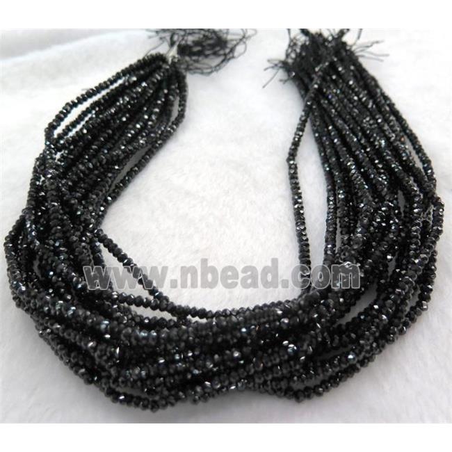 Black Spinel Beads, faceted rondelle, AA-Grade