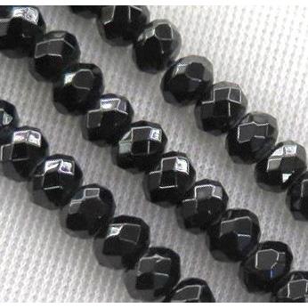 Black Spinel Beads, faceted rondelle