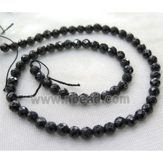 faceted round Black Spinel Beads