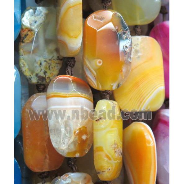 yellow agate beads, faceted rectangle