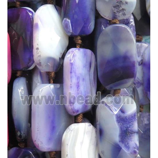 agate beads, purple, faceted rectangle