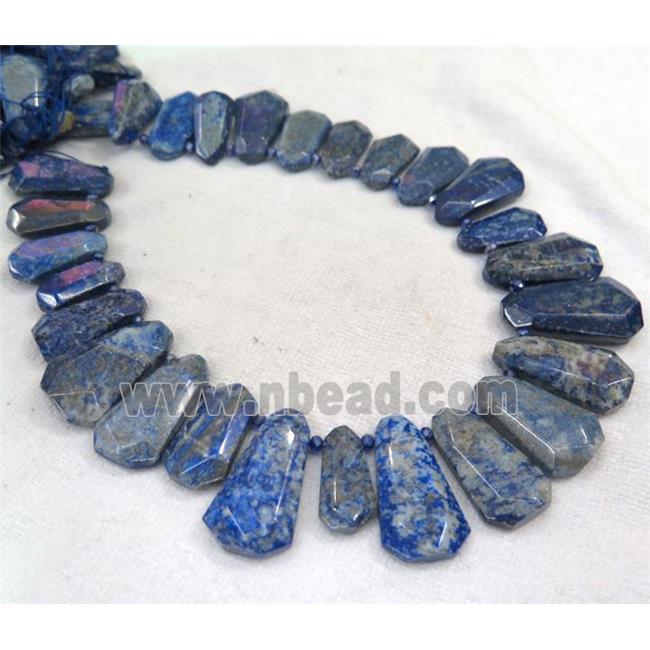 lapis lazuli beads, faceted teardrop, blue