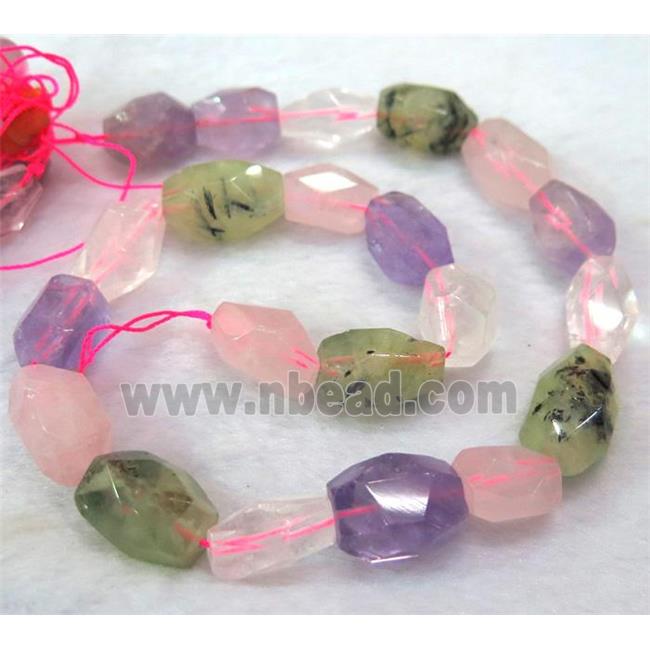 mixed gemstone nugget beads, faceted freeform