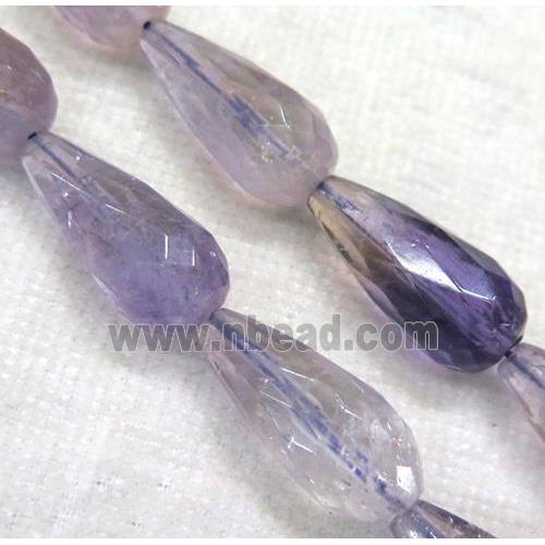 Amethyst teardrop beads, faceted, purple