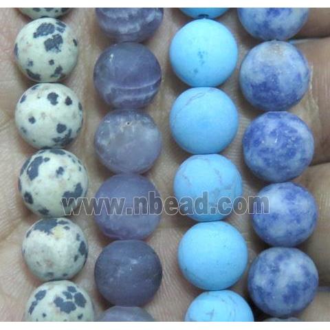 mixed round matte gemstone beads