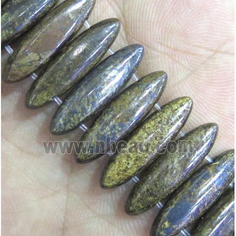 oval bronzite beads with 2holes