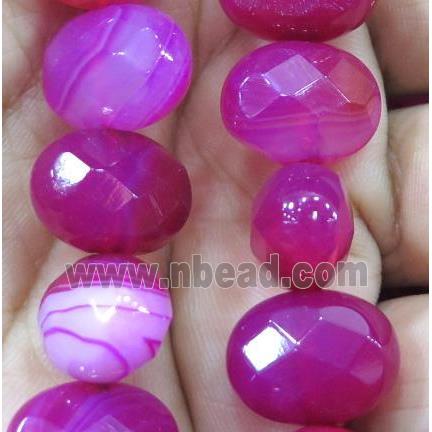 hotpink stripe agate beads, faceted oval