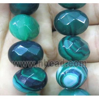 green stripe agate beads, faceted oval