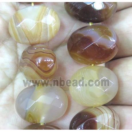 red stripe agate beads, faceted oval