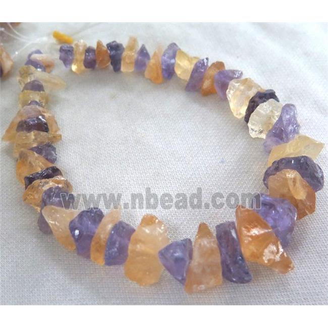 Rough Amethyst and Citrine Nugget Beads, freeform
