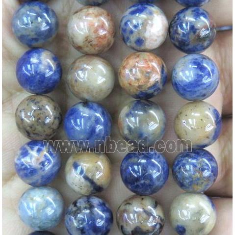 orange Sodalite Beads, round, blue