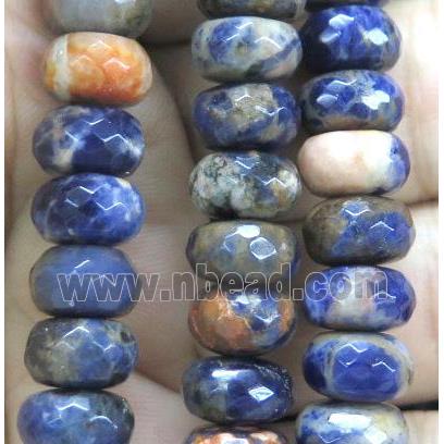 orange Sodalite Beads, faceted rondelle, blue