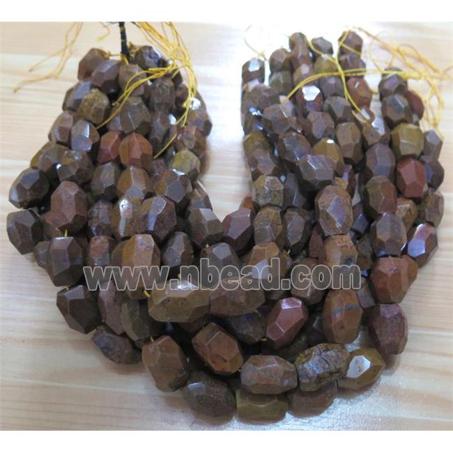 brown Agate beads, faceted freeform