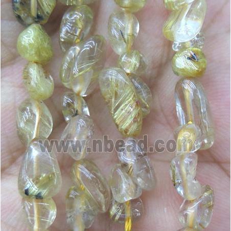 golden rutilated quartz chip bead, freeform